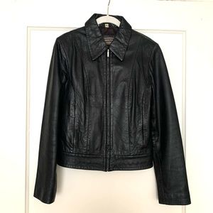 SOLD Fashion Point Black 90s Style Genuine Leather Jacket Women’s Size 6